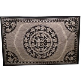 Purpledip Cotton Bed Cover Wall Poster Beach Throw 'Elephant Parade': Bohemian Hanging Tapestry (20060)