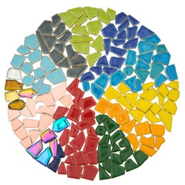 Yuvori Assorted Color Mosaic Tiles 0.5kg - Small Irregular Ceramic Tiles 0.3-0.9" Ideal for DIY Crafts, Bathroom, Kitchen, Living Room, Garden and Outdoor Decoration (Small