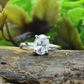 SAVEARTH DIAMONDS 1 1/5 Carat Oval Cut Moissanite Engagement Ring for Women In 18k White Gold Over Sterling silver Solitaire Rings Lab Created Diamond Promise Wedding Ring for Her (1.20 Cttw)-8