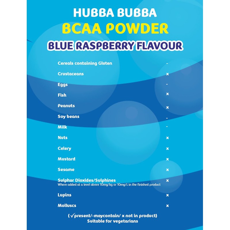Hubba Bubba Blue Raspberry Branched Chain Amino Acids (BCAA) Powder
