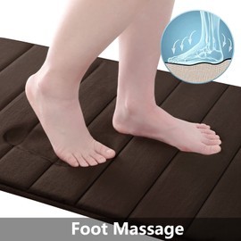 Buganda Memory Foam Bath Mat Rug, 30" x 20", Ultra Soft and Non-Slip Bathroom Rugs, Water Absorbent and Machine Washable Bath Rug for Bathroom, Shower, and Tub, Brown