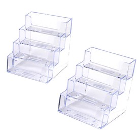 4 Pockets Acrylic Business Card Holder Stand Clear Desktop Countertop Office Business Organizer Acrylic Index Card Filling Display for Desk 2 pcs (4 Pocket)