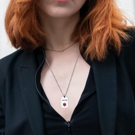 OutstandLong Medical Alert ID Epilepsy Necklace Pendant for Men Women Stainless Steel Medical ID Tag Emergency Med Alert Necklace Jewelry