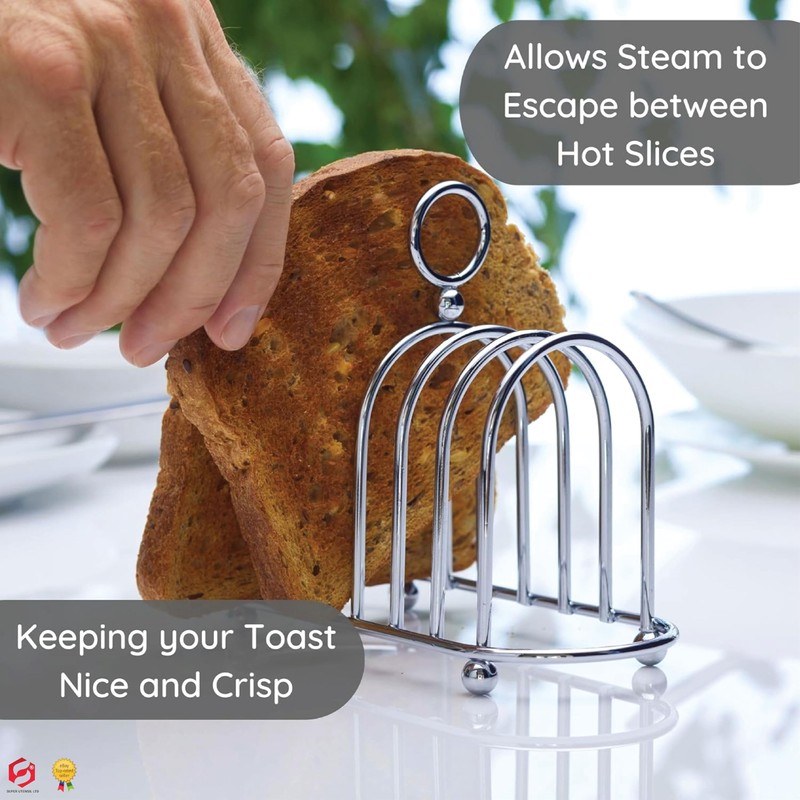Toast Rack Chrome Toast Holder Rack with Ball Feet Stand
