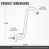 G-Promise All Metal 12-Inch S Shaped Shower Arm with Flange