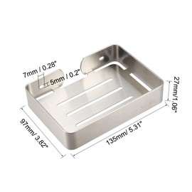 sourcing map Soap Dish Holder Saver SUS304 Stainless Steel Wall Mounted Tray with Installation Kits Wire Drawing for Shower Bathroom Tub and Kitchen Sink
