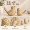2 Pack Wood Grain Ceramic Bird Figurines, Small Bird Statues