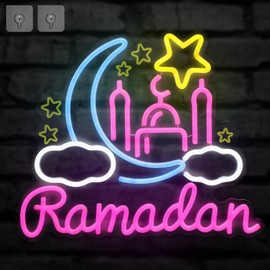 Baquler Moon Castle Neon Sign Ramadan Festival Lighted Window Decorations LED Neon Signs for Wall Decor Neon Sign LED Light for Girls Kids Bedroom Wall Home