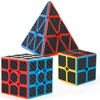 Carbon Fiber Sticker Speed Cube Set: 2x2x2 3x3x3 Pyramid Magic