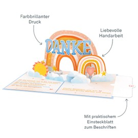 papercrush® Pop Up Thank You Card for Teachers - 3D Greeting Card with Rainbow for Nursery Teacher to Say Thank You Card for Saying Thank You Card for Saying Goodbye to Kindergarten, Thank You for