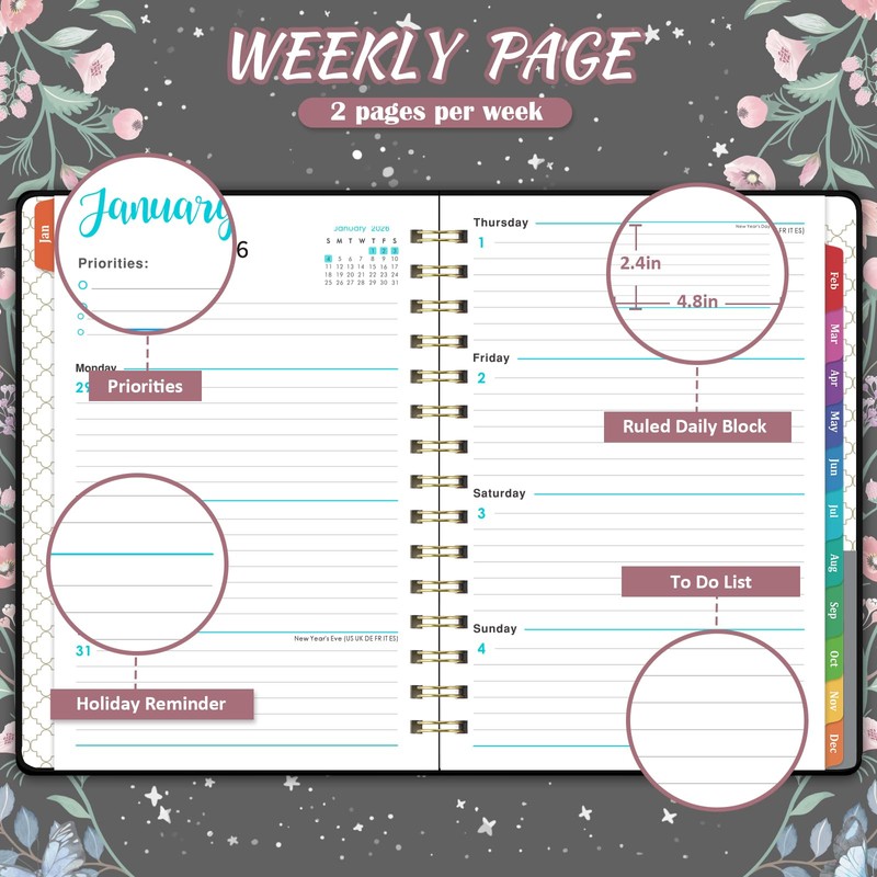 2026 Planner - 2026 Planner Weekly and Monthly with Tabs,
