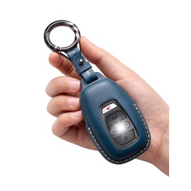 YONUFI for Subaru Key Fob Cover Leather Car Remote Case Holder Keychain Compatible for Forester Impreza Outback WRX BRZ XV Crosstrek Ascent Solterra -Blue