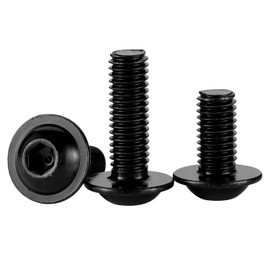 M6-1.0 x 30mm Flanged Button Head Socket Cap Screw Bolts, Allen Socket Drive, Stainless Steel 304, Black Finish, Quantity 25