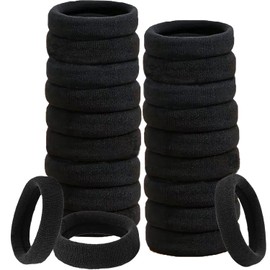 Hair bands for Women, 40 Pcs Soft Hair Ties No Damage, Seamless Hair Bands for Thick Curly Hair Ponytail Holders Hair Accessories for Women. (Black Colour)