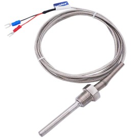 Twidec/2M NPT 1/4" inch (6X50MM) Pipe Thread Temperature Sensor Probe Two Wire Temperature Controller (0~600℃) 304 Stainless Steel K Type Thermocouple MT-205-1/4