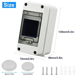 Surface-Mounted Distribution Box, IP65 Waterproof Fuse Box, Surface-Mounted, with Door, 1 Row, for 3 Modules, Surface-Mounted Distributor, for Garden or Outdoor Use, Complies with Wet Room Standard