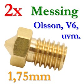 2x E3D V5 V6 JHead Brass Nozzle for 1.75 mm 0.2 to 0.8 mm, 0,4mm