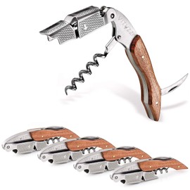 Vituzzi Sacacorchos para Vino de Acero Inoxidable con Corta Cápsulas y Acabado de Madera de Alta Calidad. Saca Corchos para Sommelier Profesional con Práctico Mango de Fácil Agarre. Wine corkscrew (4)