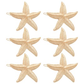 6 Pcs Metal Starfish Hair Clips Sea Star Hair Pins Clips Beach Style Hair Clips Decorative Hair Side Clips Barrettes Mermaid Hair Accessories for Women Girls