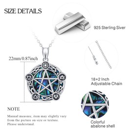 JFASHOP Pentagram Chain Women's 925 Sterling Silver Celtic Pentacle Pentacle Pendant Witch Necklace Wiccan Star Necklace Jewellery for Girls Men Women Children Men Mother's Day, Sterling Silver,