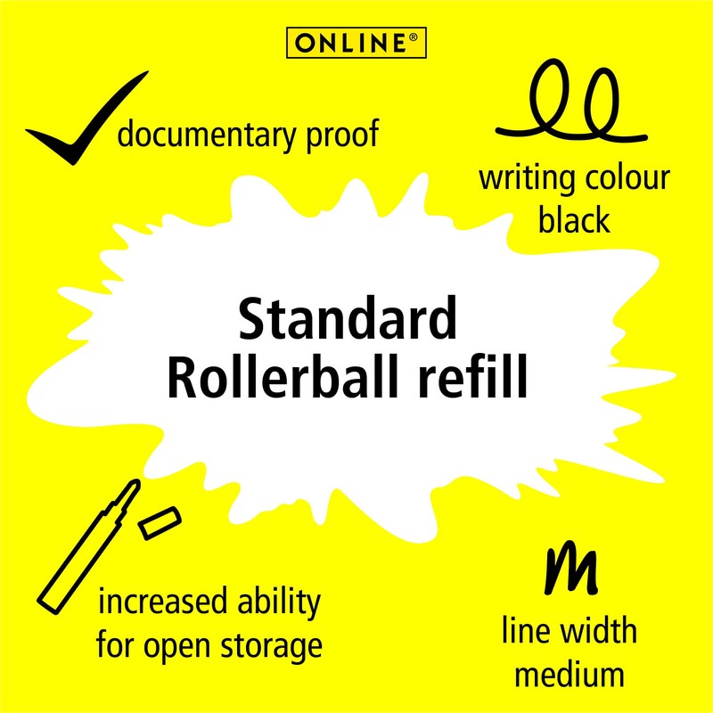 Online rollerball refill, line with 0,7mm, writing colour black, ISO