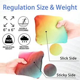 EunHo Cornhole Bags, Weather Resistant & Double Sided Slick and Stick Corn Hole Beans Bags Set of 8 Regulation Size with Carry Bag