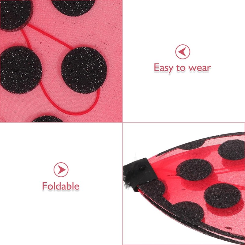 POPETPOP Halloween Lady Bug Wing, Foldable, Red, 7 Stars Ladybug