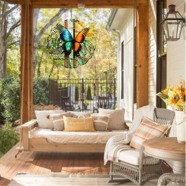 Keely's Korner Inc. Stained Glass Image Butterfly Wind Spinner Kinetic Garden Art Outdoor Decor