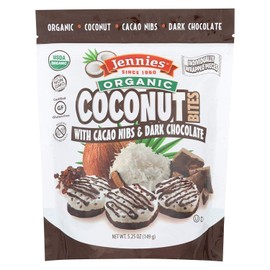Jennies Coconut Bites - Organic - Cacao Chocolate - Case of 6 - 5.25 oz
