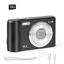 vantisan Cámara Digital, HD 1080P 48MP Cámara Vlogging, Cámara de Video con Tarjeta 32GB, Enfoque Automático con Zoom 8X, Disparo Continuo, Pantalla IPS de 2.4'', Mini Cámara para Niños y Niñas