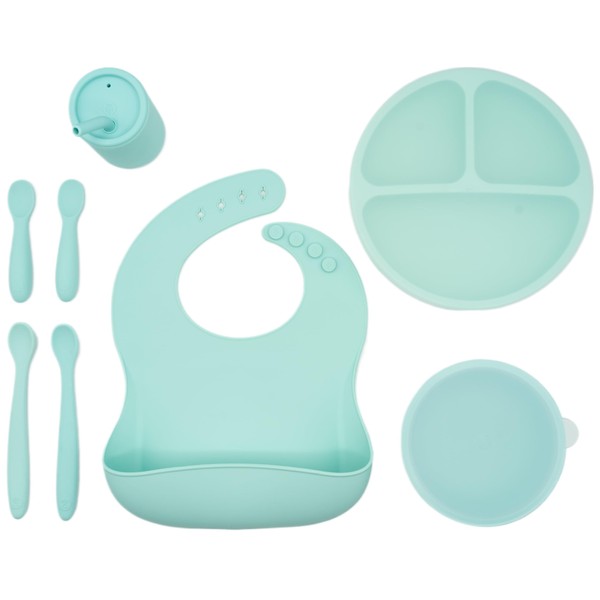 WeeSprout Baby Led Weaning Bundle, Silicone Suction Bowl, Spoons, Bib