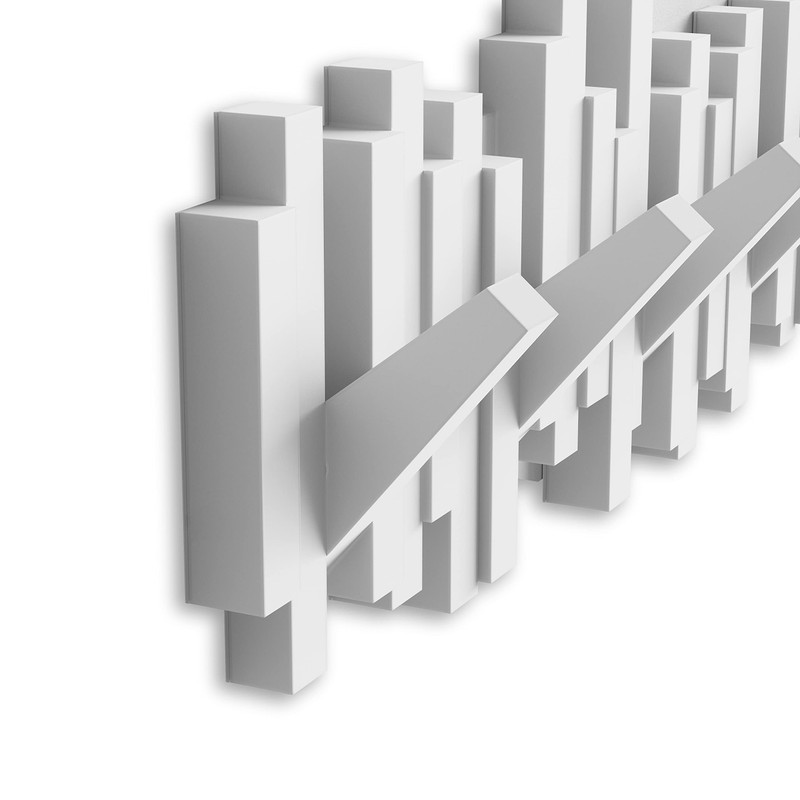 Umbra Sticks Wall-Mounted Coat Rack Rail Hook with 5 Retractable