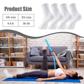 Zuimei 4 Pairs Non Slip Yoga Socks for Women,Non Slip Pilates Socks Grippy Socks Ladies Mid-Calf Grip Socks,Anti-skid Long Socks for Yoga,Barre,Ballet,Dance,Barefoot Workout Gym