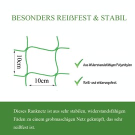 Miuezuth Premium Trellis Net with large mesh size for particularly high-yield harvesting of cucumbers, tomatoes and other vegetable plants - climbing aids for climbing plants