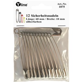 Pack of 12 Maxi Safety Pins 60mm Large Silver Tone Needle Pins 1875 (60mm)