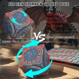 Unique 7-in-1 Metal DND Roulette dice Spinner for Dungeons and Dragons D&D Tabletop Game(Hexahedron), Digital HDTV Indoor TV Antenna for Smart TV with Strong Magnetic Base/ 16.5ft Cable