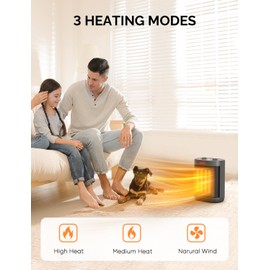 Ceramic Space Heater, Electric Heater 1500W with Adjustable Thermostat, Personal Office Heater with Overheat Tip-over, Small Safe Portable Heater for Indoor Home Bedroom