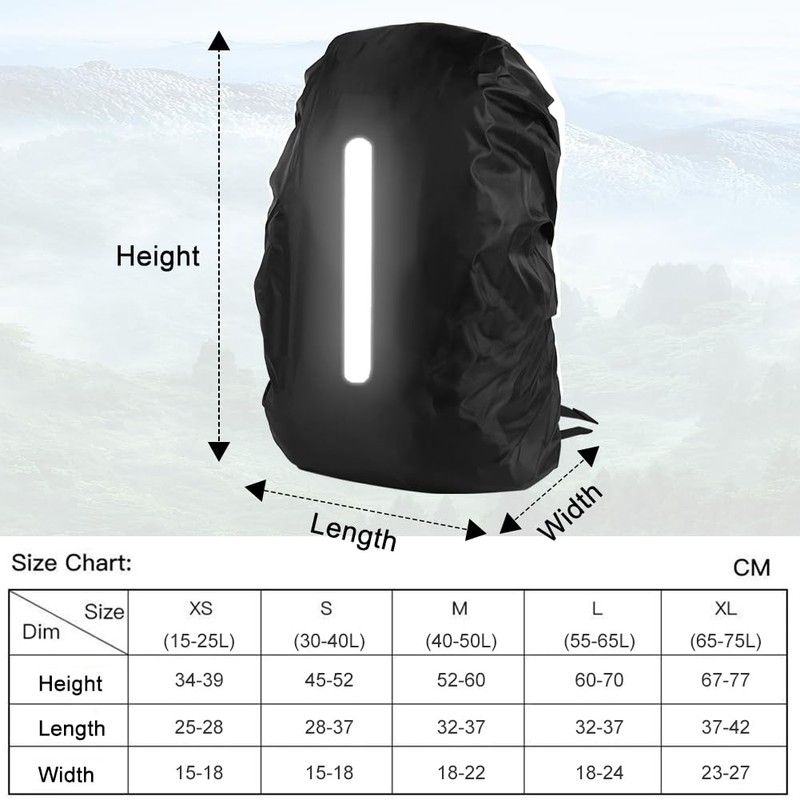 flintronic Rain Cover for Backpacks with Reflective Strips (40-50L), 2