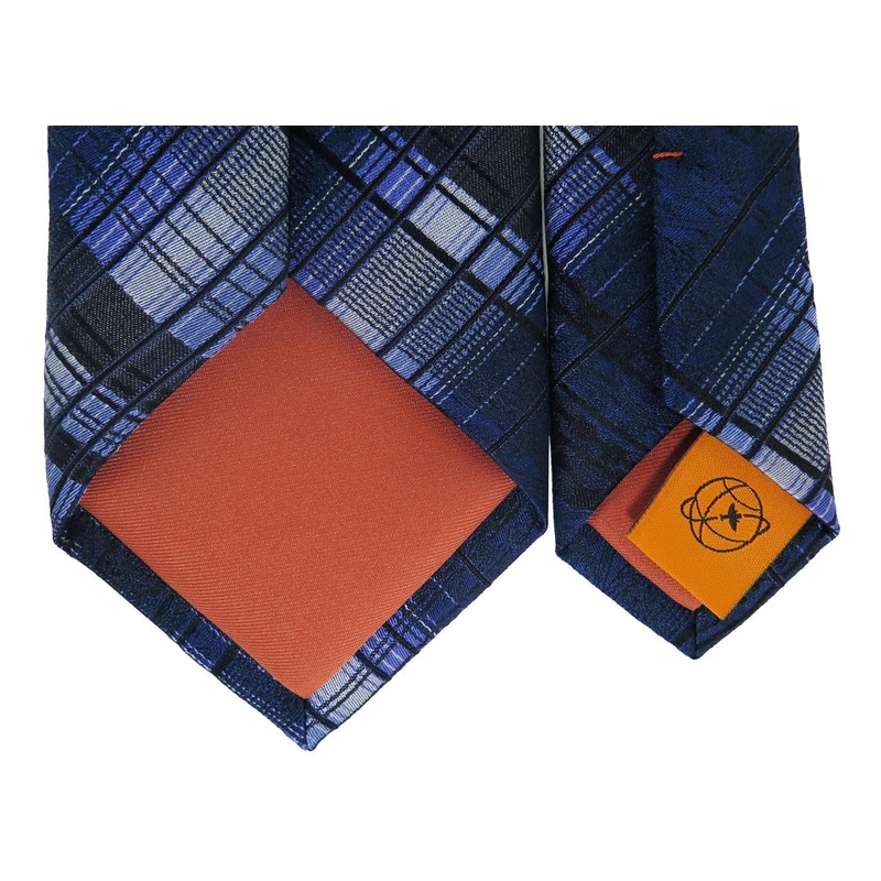 SIMON CARTER Paisley Plaid Silk Tie (Purple), purple