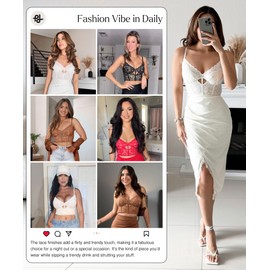 Popilush Bustier Corset Crop Tops for Women V Neck Lace Bralette with Underwired Racerback Adjustable Straps