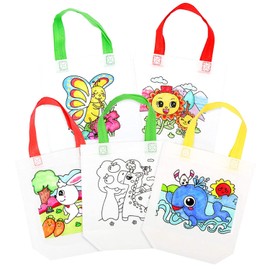 JJQHYC 14 Pieces Graffiti Bag Kids Birthday Party Gift Bags Non-Woven Colouring Bags Party Favor Bag Graffiti Bag with 12 Colouring Pen