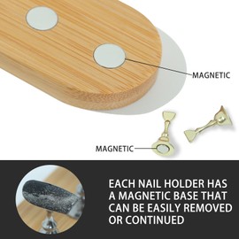 Ruetail 2 Sets of Acrylic Nail Stand for Press Ons Magnetic Nail Practice Stand with 100 Reusable Double Sided Stickers, Nail Art Display Stand, Nail Designs Home Salon Supplies