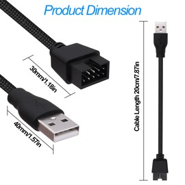 YARCHONN USB 2.0 to 9Pin Motherboard Header Adapter Cable USB Type A Male to 9 Pin Male Motherboard Data Cable Converter Extension Cord -20cm-2pcs