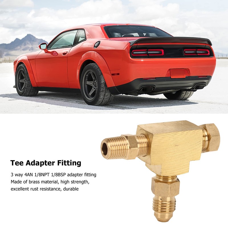 Tee Adapter Fitting, Brass 4AN 1/8 BSP 1/8 NPT Adapter