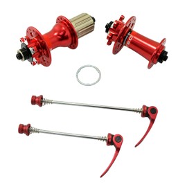 NOVATEC D791SB + D792SB MTB 28 Hole Disc Hubs w/Skewers,1 Pair, Red, NA2355