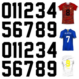 22 PCS Iron on Number for Clothing, Black Heat Transfer Vinyl for T Shirts, 0-9 Patches PU DIY Crafts Number Sticker for Fabric