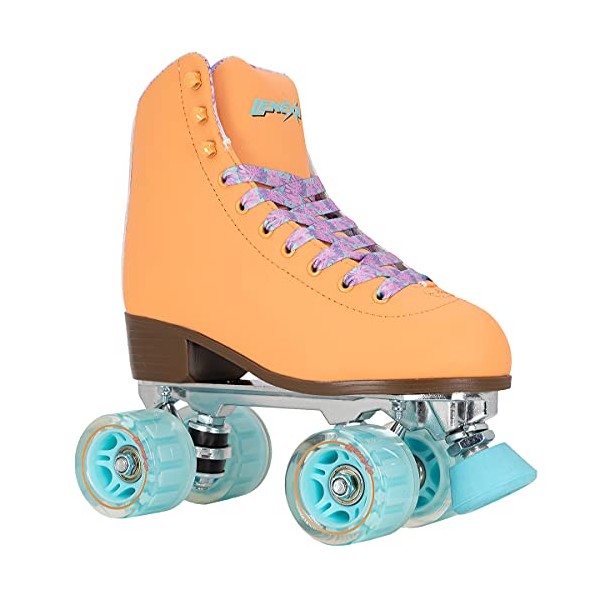 Lenexa Savanna Roller Skates for Ladies - Indoor/Outdoor Quad Skates for Women and Girls (Orange, Ladies 4)