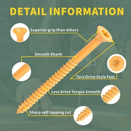 300 Pcs Deck Screws #9 X 3 Exterior Wood Screws T25 Star Drive Flat Head Screws, Rust Resistant, Epoxy Coating, T25 Star Bit Included, Tan