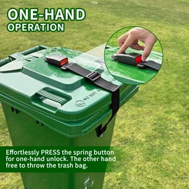 2PCS GAMKII Trash Can Lock,Buckle Type Garbage Can Lock with Durable & Adjustable Security Strap,Semi-Automatic Trash Bin Locks,Universal Can Lid Buckle for Raccoon, Bear,Dog Animals Proof