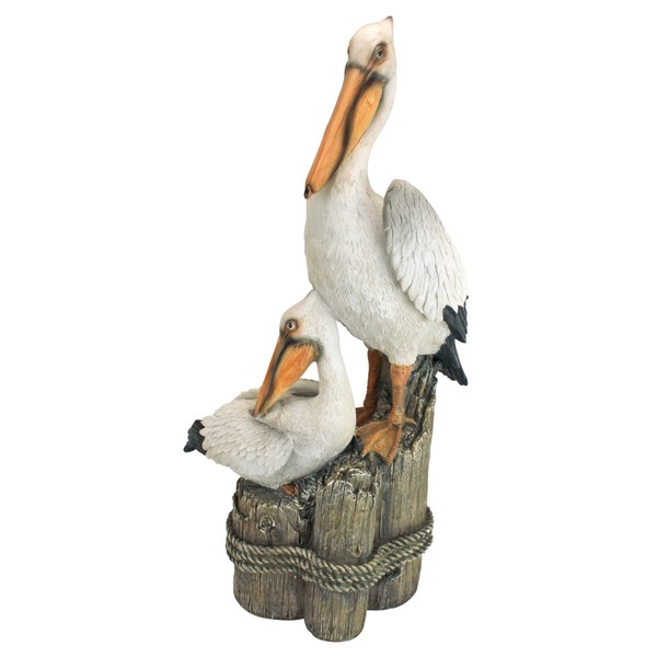 Design Toscano Coastal Decor Ocean's Perch Pelicans Garden Bird Statue, 24 Inch, Polyresin, Full Color